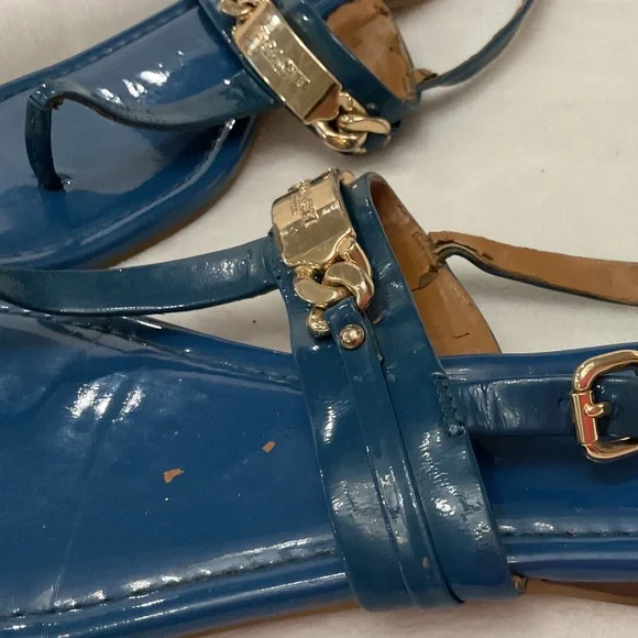 BLUE COACH CATERINE PATENT LEATHER  T STRAP  SANDALS SZ 6B - Picture 12 of 16